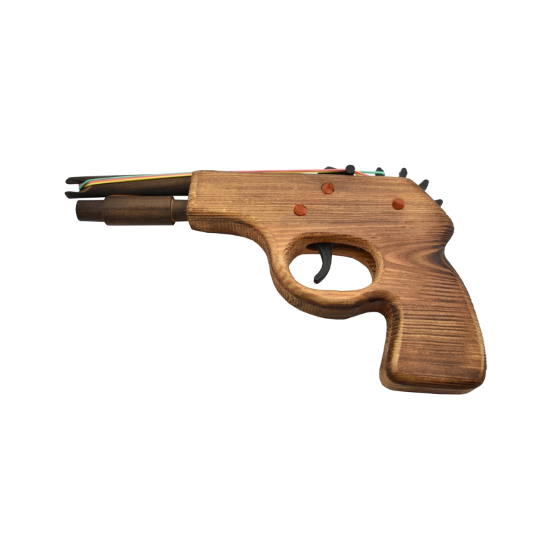 Pistolet à élastiques en bois