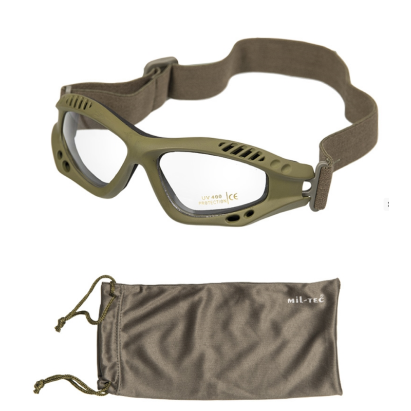Lunettes Tactiques Airsoft verres transparents MILTEC vert