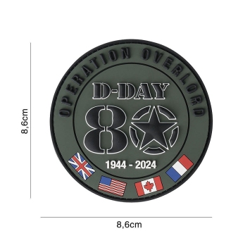 Écusson D-DAY 80 ans OVERLORD Drapeaux Alliés 3D PVC