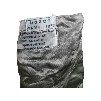 étiquette UGECO France 1977, marquages fabricant et taille veste officier