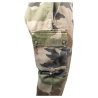 pantalon militaire f2 camouflage ce occasion, détail tissu et ceinture réglable, braguette zippée