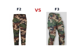 F2 vs F3 : différences réelles sur le treillis (coupe, tissus, poches, traitements)